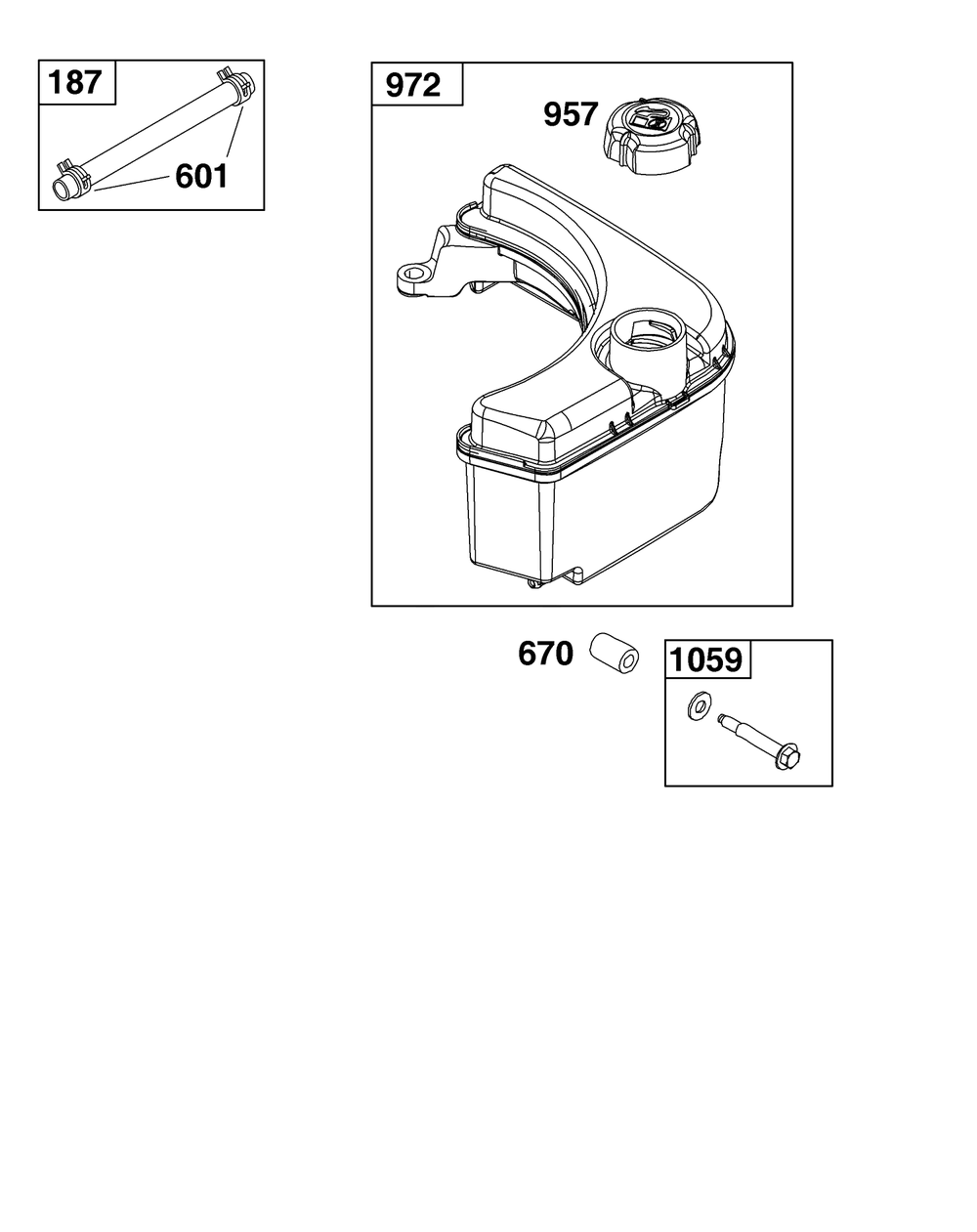 Fuel Supply Group Diagram and Parts List for 121S0B-0071-F1  Briggs and Stratton Engine